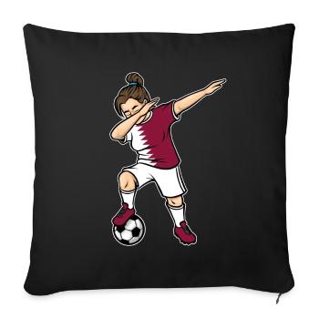 Dabbing Soccer Player Girls Qatar Soccer - Sofa pillowcase 17,3'' x 17,3'' (45 x 45 cm) - black - Front