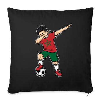 Dabbing Joueur de football garçon Maroc Football - Housse de coussin décorative 45 x 45 cm - noir - Devant