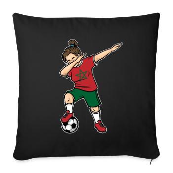 Dabbing Footballeuse Filles Maroc Football - Housse de coussin décorative 45 x 45 cm - noir - Devant