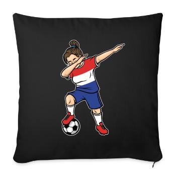 Dabbing Footballeuse Filles Pays-Bas Football - Housse de coussin décorative 45 x 45 cm - noir - Devant