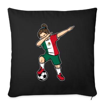 Dabbing Joueur de football filles Mexique Soccer - Housse de coussin décorative 45 x 45 cm - noir - Devant