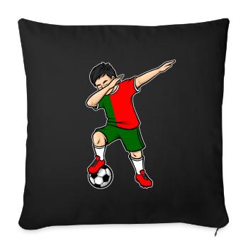 Dabbing Joueur de football Jeune Portugal Football - Housse de coussin décorative 45 x 45 cm - noir - Devant