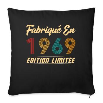 Fabriqué en 1969 Vintage Cadeau D'anniversaire - Housse de coussin décorative 45 x 45 cm - noir - Devant