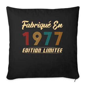 Fabriqué en 1977 Vintage Cadeau D'anniversaire - Housse de coussin décorative 45 x 45 cm - noir - Devant