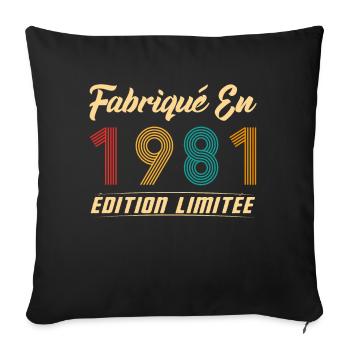 Fabriqué en 1981 Vintage Cadeau D'anniversaire - Housse de coussin décorative 45 x 45 cm - noir - Devant