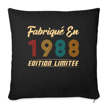 Fabriqué en 1988 Vintage Cadeau D'anniversaire - Housse de coussin décorative 45 x 45 cm - noir - Devant