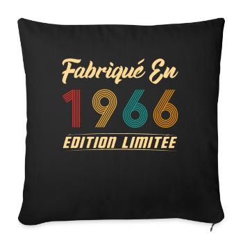Fabriqué en 1966 Vintage Cadeau D'anniversaire - Housse de coussin décorative 45 x 45 cm - noir - Devant