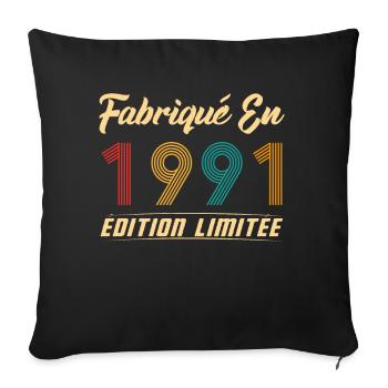 Fabriqué en 1991 Vintage Cadeau D'anniversaire - Housse de coussin décorative 45 x 45 cm - noir - Devant