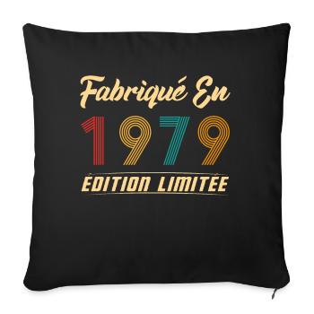 Fabriqué en 1979 Vintage Cadeau D'anniversaire - Housse de coussin décorative 45 x 45 cm - noir - Devant