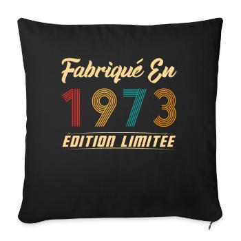 Fabriqué en 1973 Vintage Cadeau D'anniversaire - Housse de coussin décorative 45 x 45 cm - noir - Devant