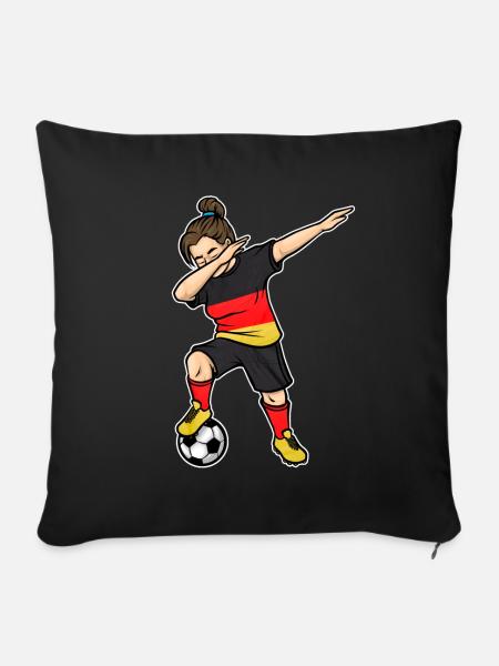 Dabbing Fußballer Mädchen Fußball Deutschland Trik - Sofakissenbezug 45 x 45 cm - Schwarz