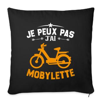 Je Peux Pas J'ai Mobylette Cadeau - Housse de coussin décorative 45 x 45 cm - noir - Devant