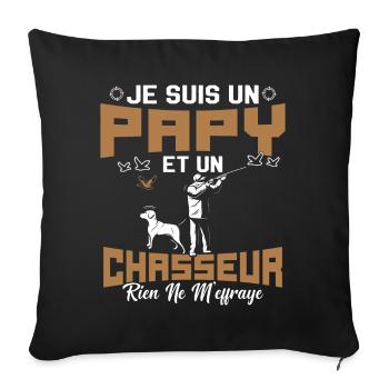 Papy et Chasseur Humour Cadeau - Housse de coussin décorative 45 x 45 cm - noir - Devant