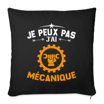 Je Peux Pas J'ai Mécanique Mécanicien Cadeau - Housse de coussin décorative 45 x 45 cm - noir - Devant
