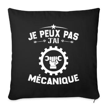 Je Peux Pas J'ai Mécanique Mécanicien Cadeau - Housse de coussin décorative 45 x 45 cm - noir - Devant