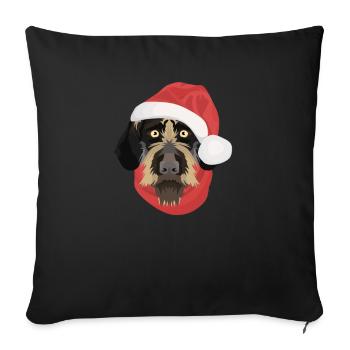 German Wirehair Merry Christmas - Sofa pillowcase 17,3'' x 17,3'' (45 x 45 cm) - black - Front