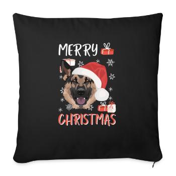 German Shepherd Merry Christmas - Sofa pillowcase 17,3'' x 17,3'' (45 x 45 cm) - black - Front