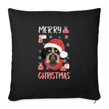 German Wirehair Merry Christmas - Sofa pillowcase 17,3'' x 17,3'' (45 x 45 cm) - black - Front