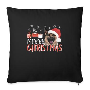 German Shepherd Merry Christmas - Sofa pillowcase 17,3'' x 17,3'' (45 x 45 cm) - black - Front