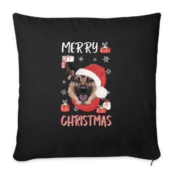 German Shepherd Merry Christmas - Sofa pillowcase 17,3'' x 17,3'' (45 x 45 cm) - black - Front