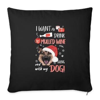 Berger allemand Vin chaud Noël - Housse de coussin décorative 45 x 45 cm - noir - Devant