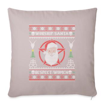 Adorer le Père Noël Respectez les femmes I Diable satanique - Housse de coussin décorative 45 x 45 cm - taupe clair - Devant