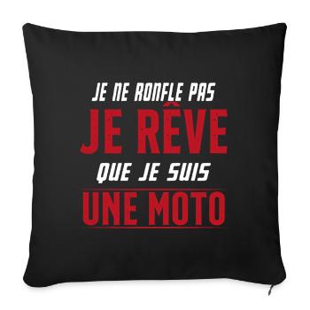 Je ne ronfle pas je rêve de moto ma passion - Housse de coussin décorative 45 x 45 cm - noir - Devant