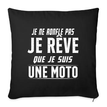Je ne ronfle pas je rêve de moto ma passion - Housse de coussin décorative 45 x 45 cm - noir - Devant