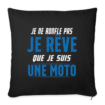 Je ne ronfle pas je rêve de moto ma passion - Housse de coussin décorative 45 x 45 cm - noir - Devant