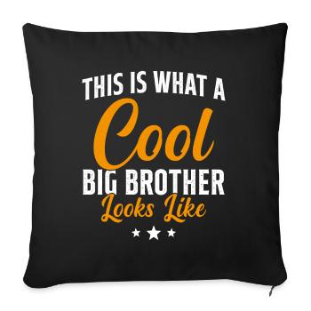 Grand Frère Cadeau Humour - Housse de coussin décorative 45 x 45 cm - noir - Devant