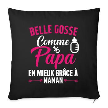 Belle Gosse Comme Papa Cadeau Belle Fille - Housse de coussin décorative 45 x 45 cm - noir - Devant