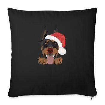 Doberman Merry Christmas - Sofa pillowcase 17,3'' x 17,3'' (45 x 45 cm) - black - Front