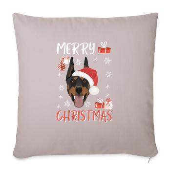 Dobermann Frohe Weihnachten - Sofakissenbezug 45 x 45 cm - helles Taupe - Vorne