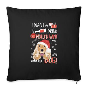 Deutsch Cocker Spaniel Vin chaud Noël - Housse de coussin décorative 45 x 45 cm - noir - Devant