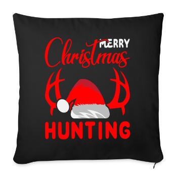 Joyeux Noël tenue de chasse - Housse de coussin décorative 45 x 45 cm - noir - Devant