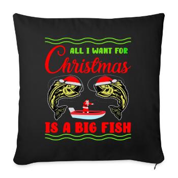 Tout ce que je veux pour Noël, c’est un gros poisson - Housse de coussin décorative 45 x 45 cm - noir - Devant