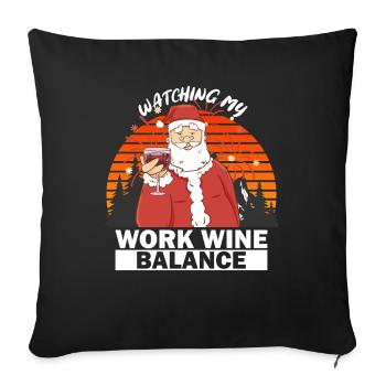 Christmas Work Wine Balance Drunk Santa Claus - Sofa pillowcase 17,3'' x 17,3'' (45 x 45 cm) - black - Front
