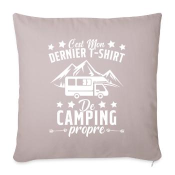 Mon Dernier T-shirt de Camping Cadeau - Housse de coussin décorative 45 x 45 cm - taupe clair - Devant