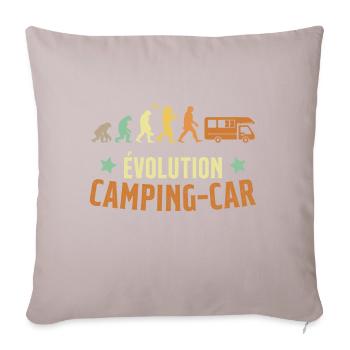 Évolution Camping Car Humour Cadeau - Housse de coussin décorative 45 x 45 cm - taupe clair - Devant