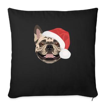Français Bulldog Joyeux Noël - Housse de coussin décorative 45 x 45 cm - noir - Devant
