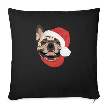 Français Bulldog Joyeux Noël - Housse de coussin décorative 45 x 45 cm - noir - Devant