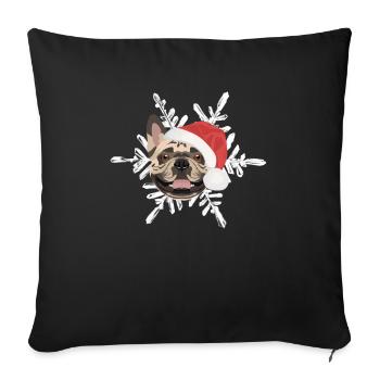 Français Bulldog Joyeux Noël - Housse de coussin décorative 45 x 45 cm - noir - Devant