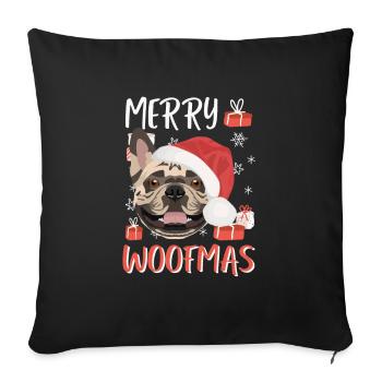 Français Bulldog Joyeux Noël - Housse de coussin décorative 45 x 45 cm - noir - Devant