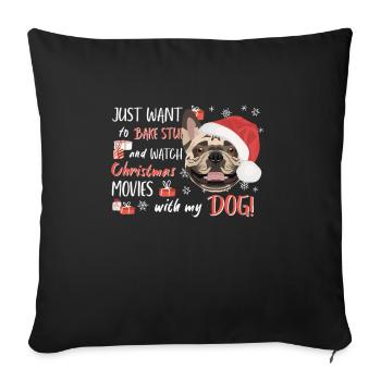 Français Bulldog Joyeux Noël - Housse de coussin décorative 45 x 45 cm - noir - Devant