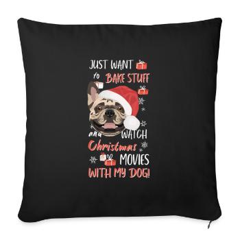 Français Bulldog Joyeux Noël - Housse de coussin décorative 45 x 45 cm - noir - Devant