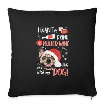 Français Bulldog vin chaud de Noël - Housse de coussin décorative 45 x 45 cm - noir - Devant
