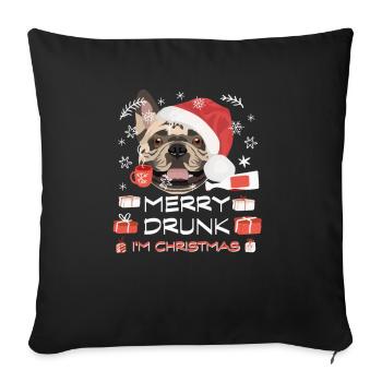 Français Marché de Noël Bulldog - Housse de coussin décorative 45 x 45 cm - noir - Devant