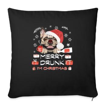 Français Marché de Noël Bulldog - Housse de coussin décorative 45 x 45 cm - noir - Devant
