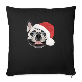 Français Bulldog Joyeux Noël - Housse de coussin décorative 45 x 45 cm - noir - Devant
