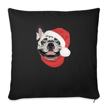 Français Bulldog Joyeux Noël - Housse de coussin décorative 45 x 45 cm - noir - Devant